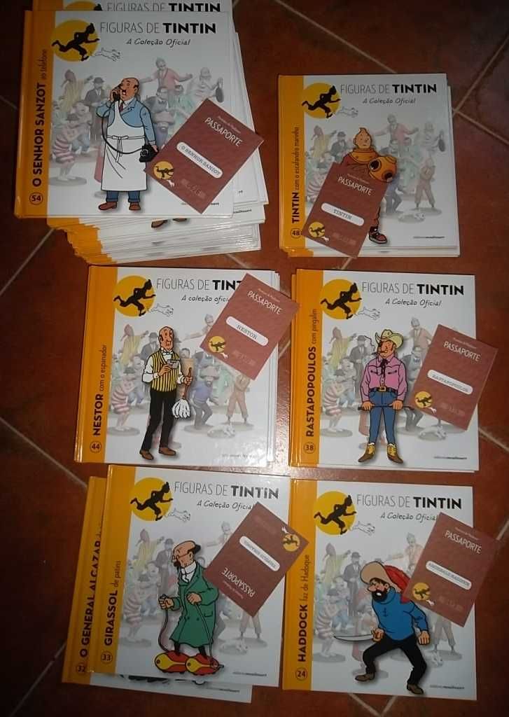 As Figuras de Tintin - Livros da série , com passaportes