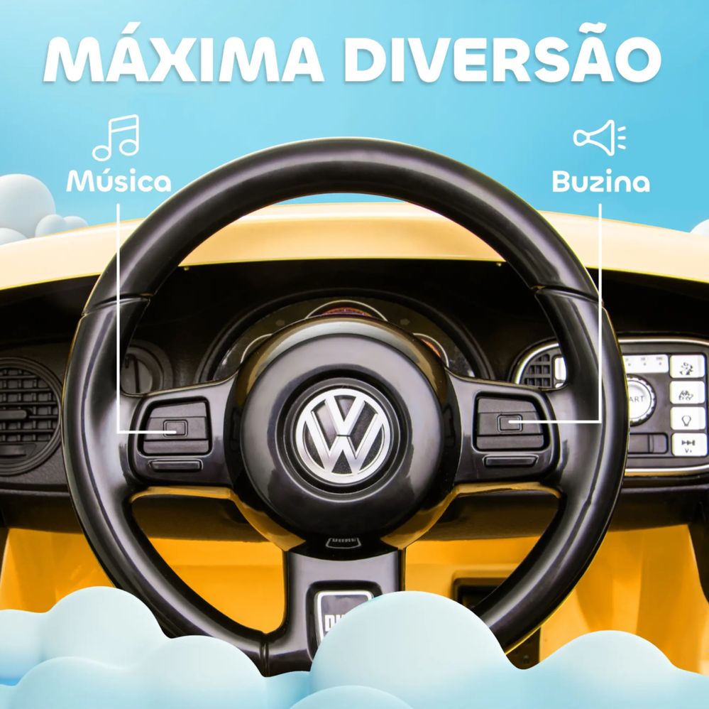 Carro Eléctrico Brincar VOLKSWAGEN BEETLE AMARELO a bateria