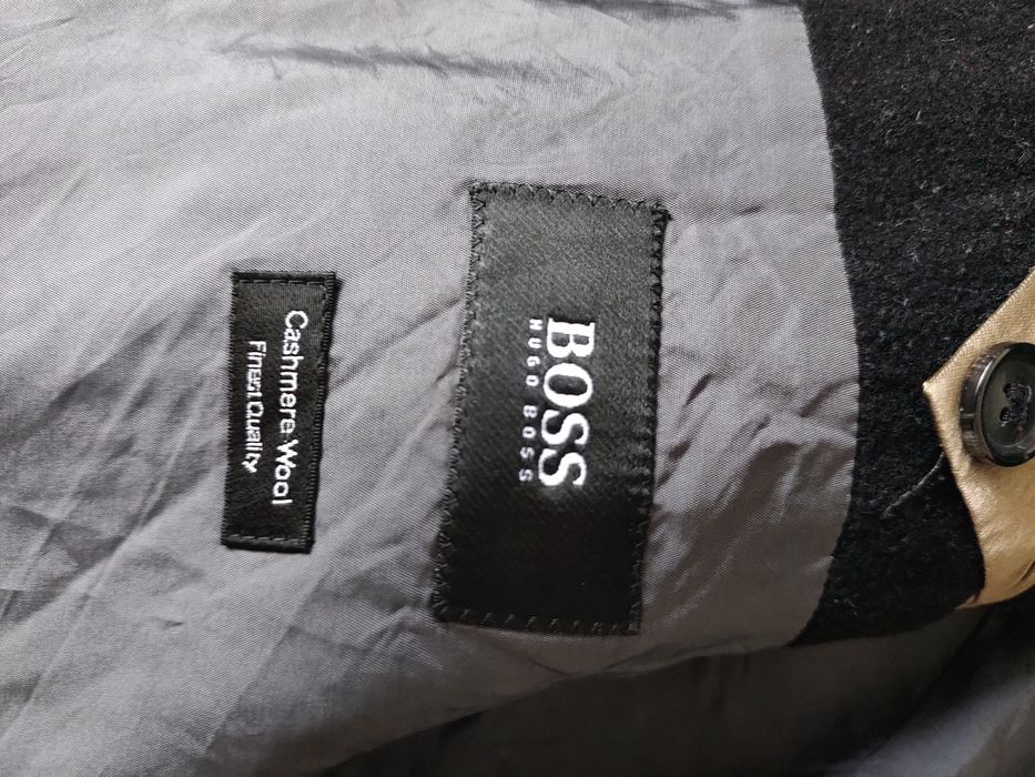 Płaszcz zimowy czarny męski Hugo Boss L XL rozmiar 50 klasyczny welna