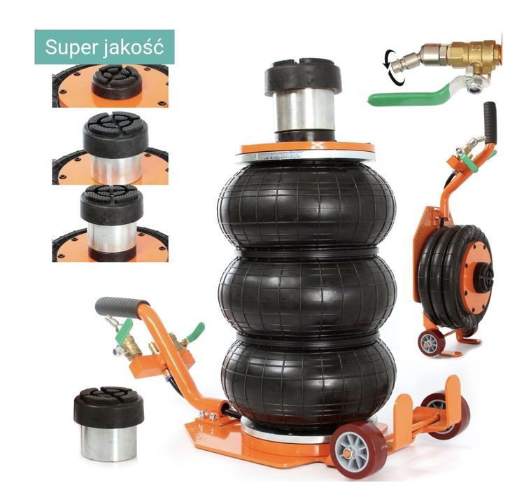 Podnośnik pneumatyczny 3,5T krótki z przystawką bałwanek