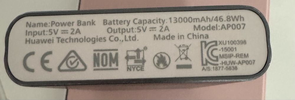 Używany Powerbank Huawei 13000 mAh dwa wejscia AP007 okazja