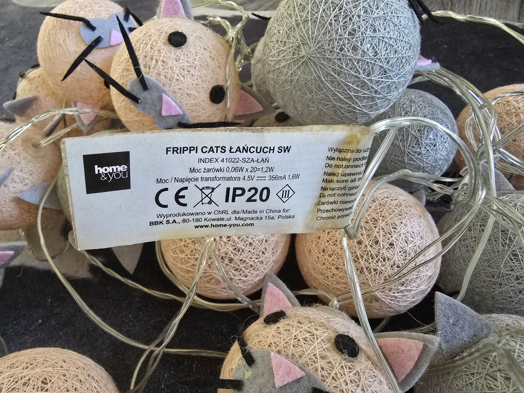 Lampki kule kotki x20 łańcuch