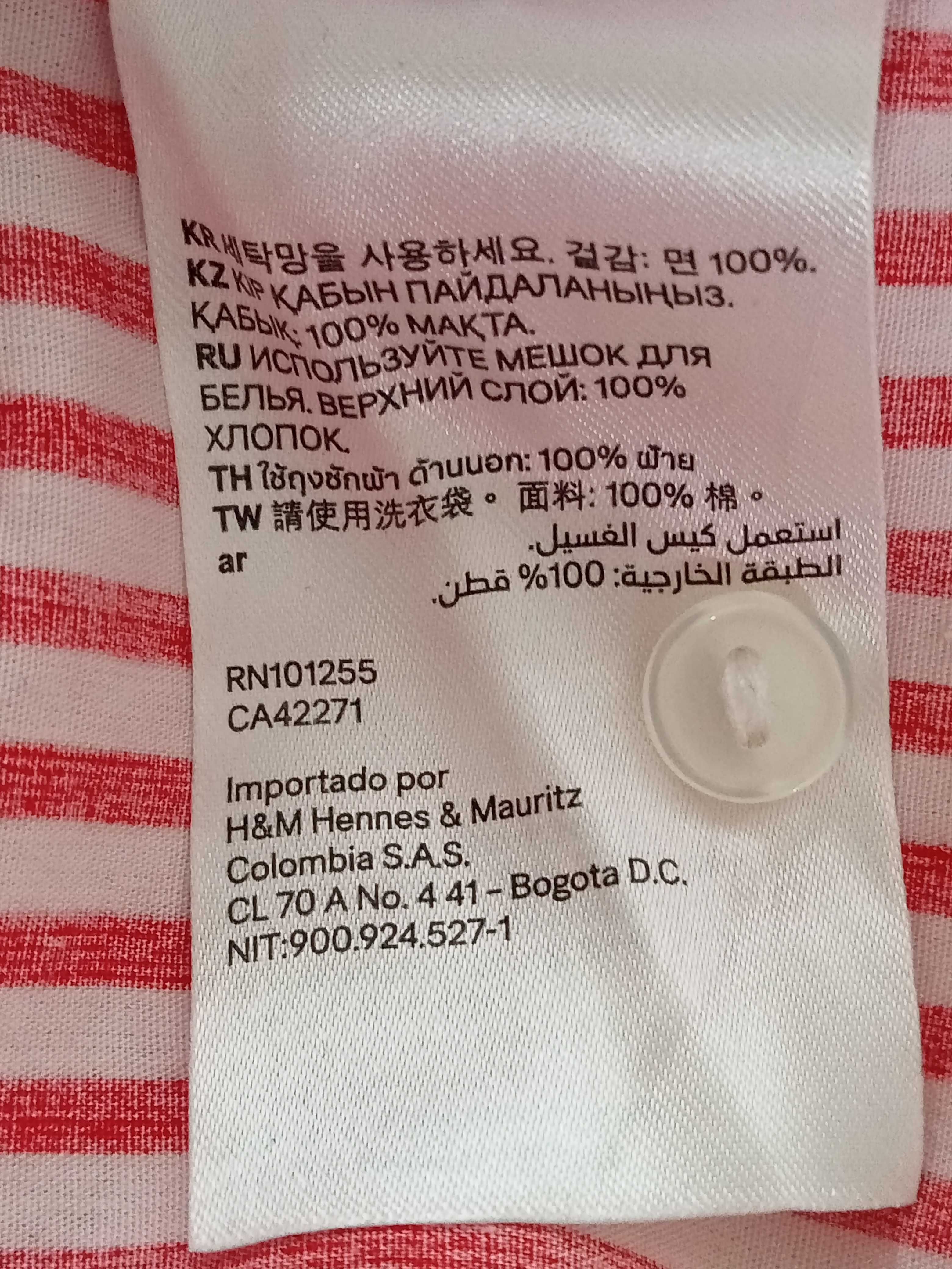 bluzka H&M w paski czerwona biała 100% bawełna