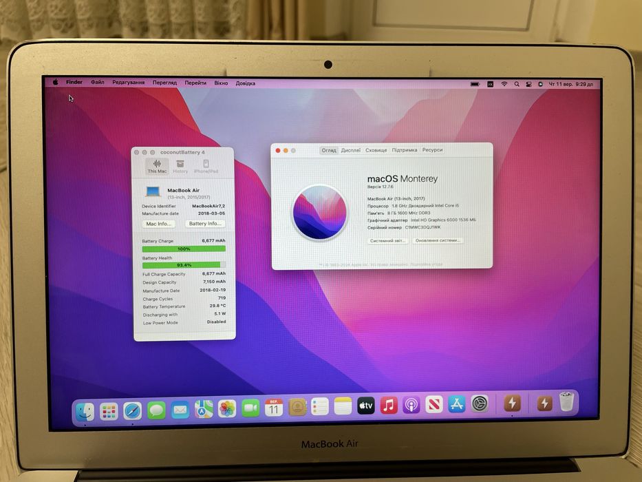 13" Macbook Air 2017 (2018) i5/8/128gb в робочому стані