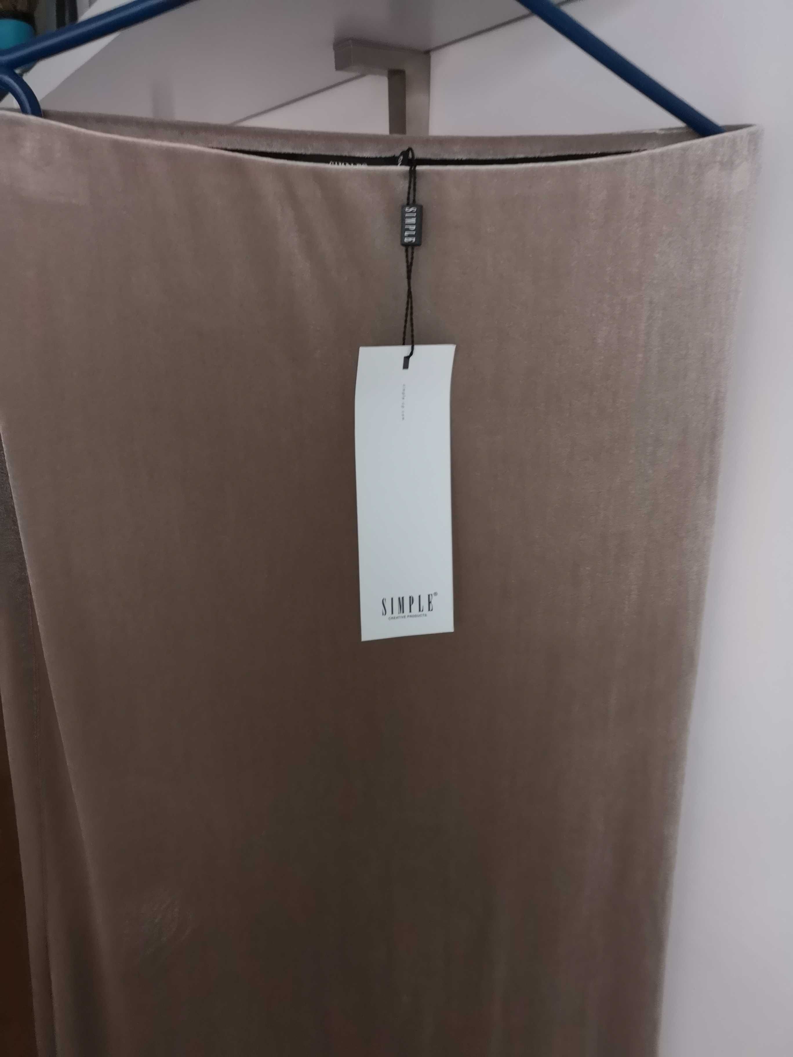 Simple Cp złota pudrowa spódnica maxi dluga 34/XS