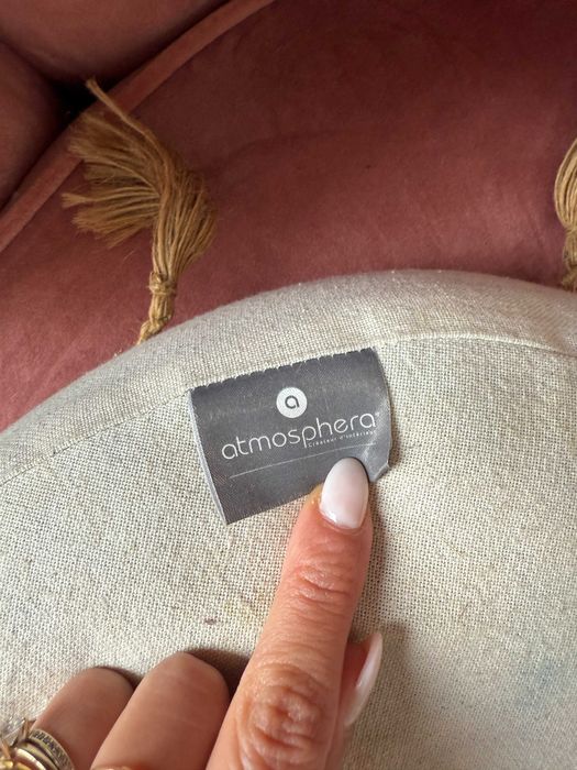 Almofada decorativa bege juta e branca