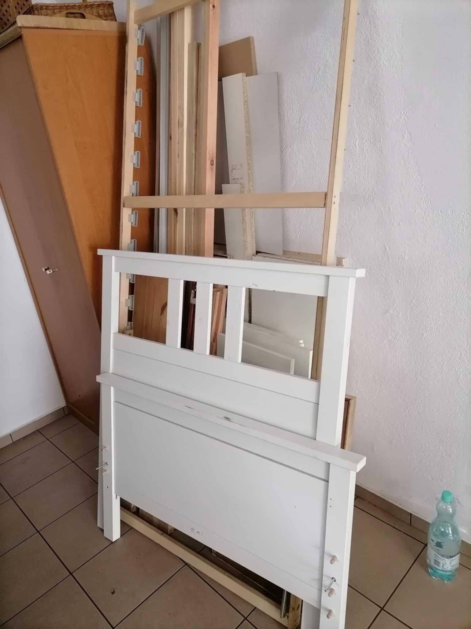 Łóżko drewniane białe pojedyncze 90x200 rama stelaż Ikea hemnes 21653