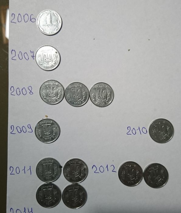 Монети по 1коп, 2 коп, 5 коп, 10 коп, 25 коп, 50 коп (1992)