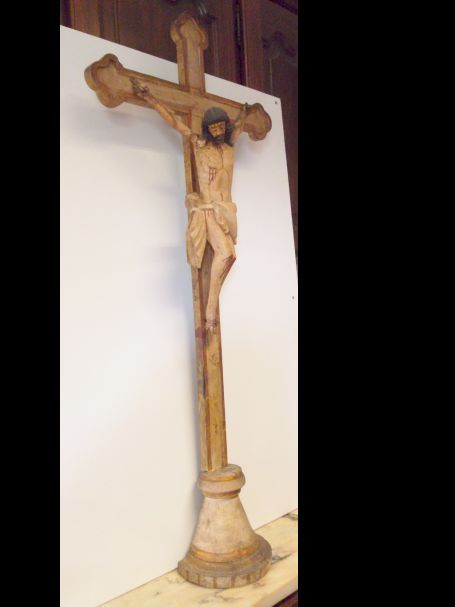 grande antigo crucifixo em madeira policromada Sec. XIX - 106 cm