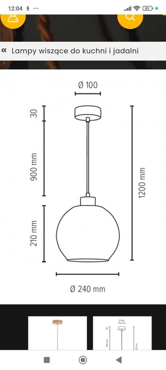 Lampa wisząca Svea ze szklanym kloszem