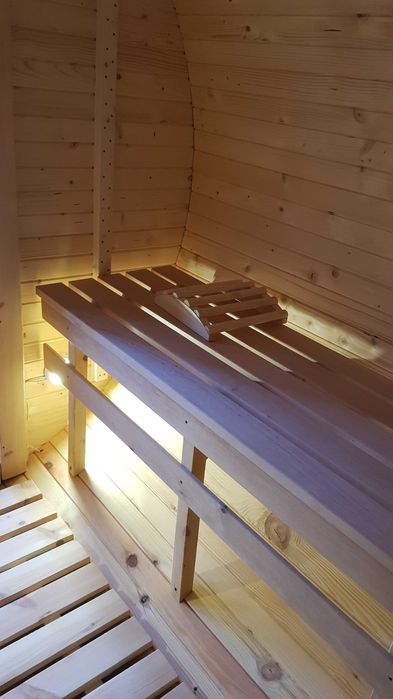 Sauna Beczka Ogrodowa 400cm z Piecem Harvia M3 LED Sauny z Drewna