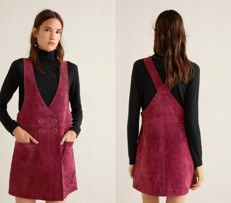 Замшевий сарафан бордового кольору