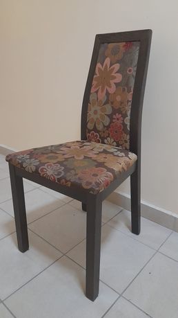 Krzesła 6 szt do jadalni salonu tapicerowane siedzisko i oparcie kwiat