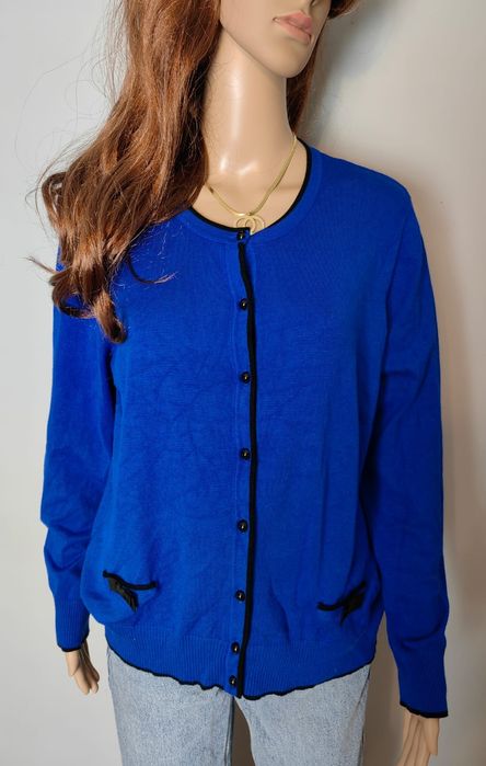 Kardigan sweter zapinany na guziki niebieski chabrowy XL 42 z wiskozy