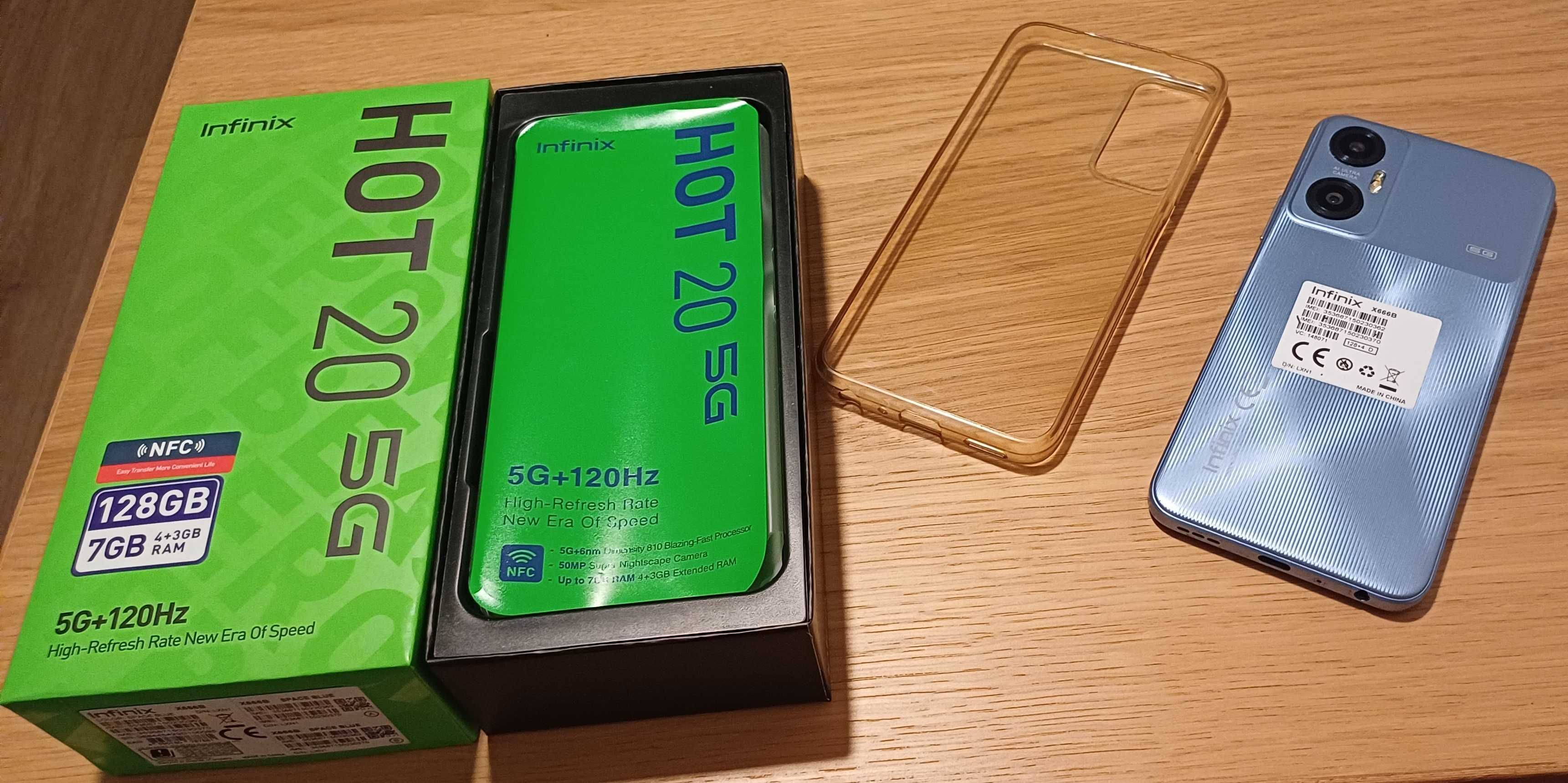 Infinix HOT 20 5G – Smartfon 5G kabel etui instrukcja pudełko