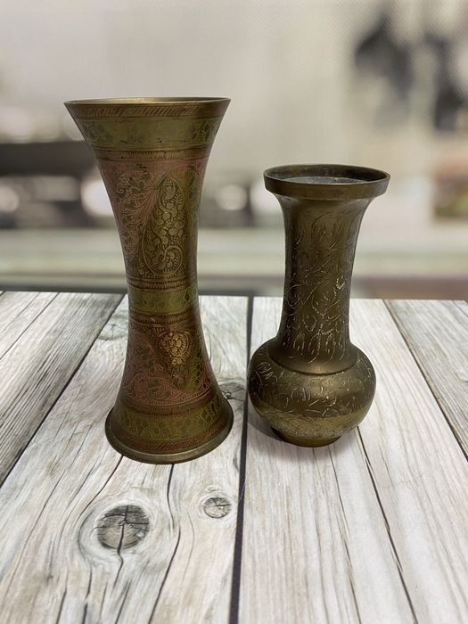 Вінтажні латунні вази, Індія, 12,5 см і 15 см