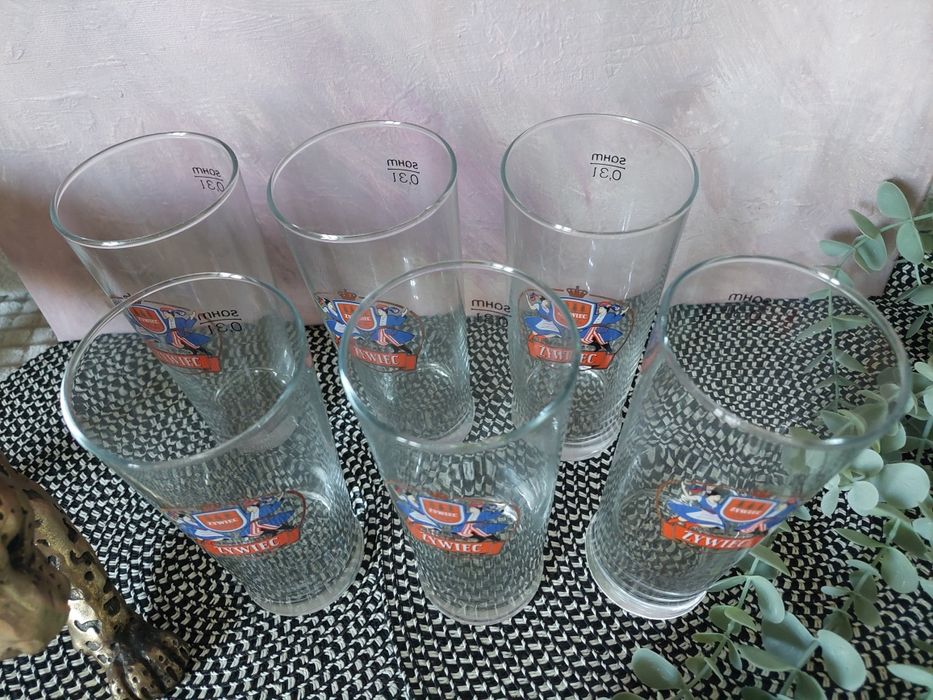 Zestaw 6 pokali szklanek vintage do piwa Żywiec nowe