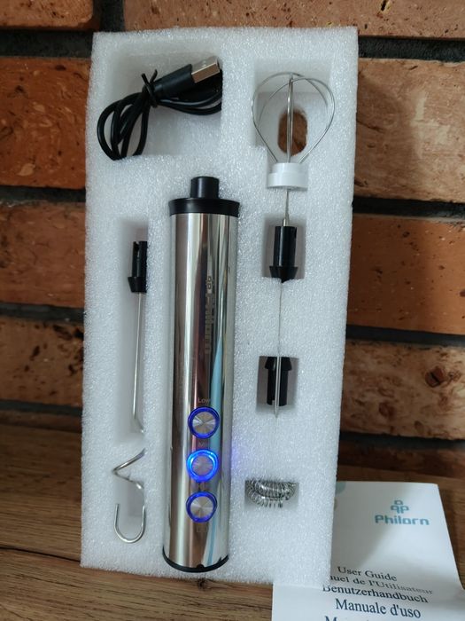 Spieniacz do mleka z 3 końcówkami ubijaczka do jaj i ciasta