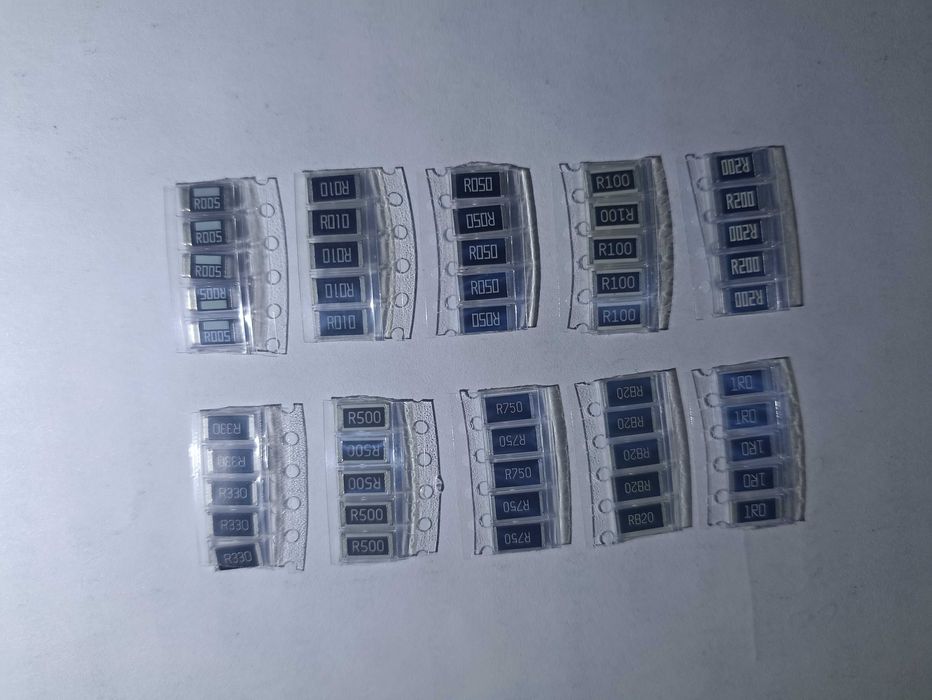 50шт.Набір резисторів SMD 2512 0,005 0,01 0,05 0,1 0,2 0,33 0,5-1,0 Om