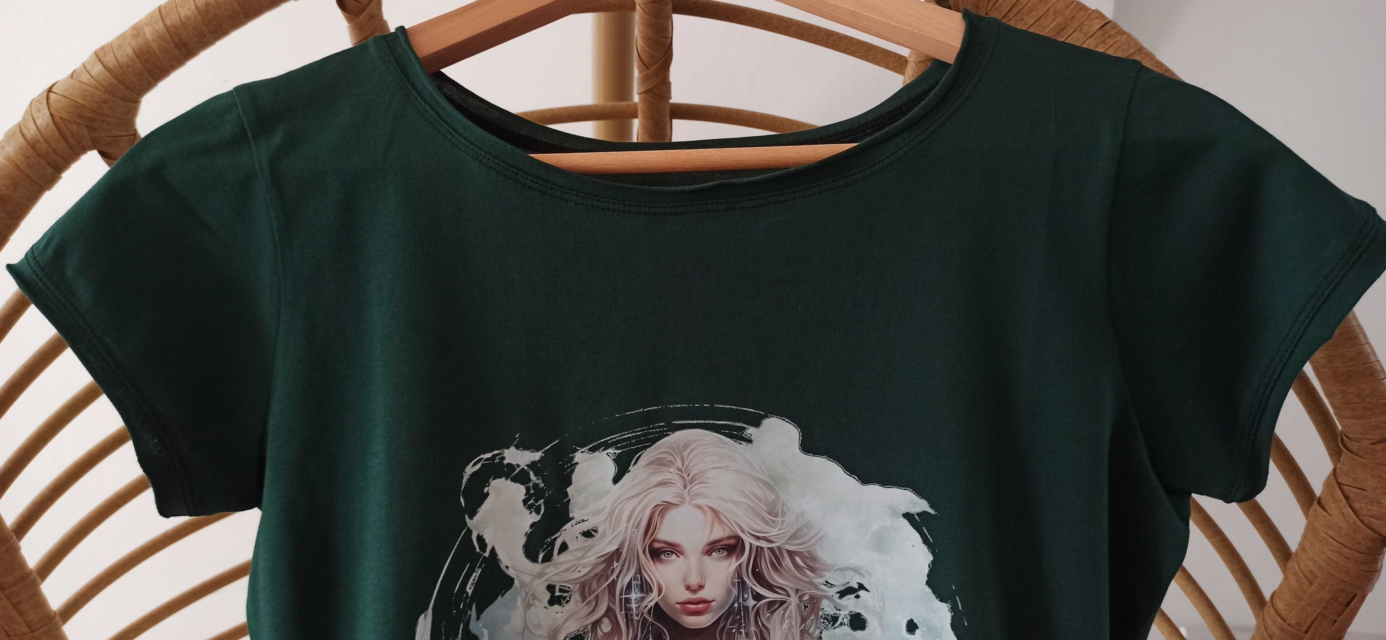 T-shirt menina/fada/feiticeira segura bola de cristal Artigo exclusivo