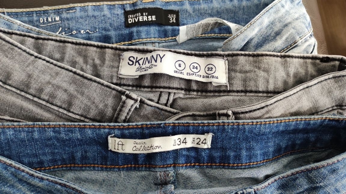 Spodnie jeansowe 34/32 skinny 3 pary