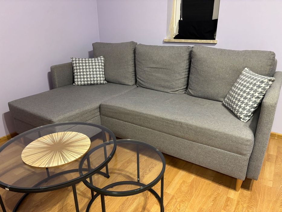Kanapa sofa szara wygodna do spania używana stan bardzo dobry