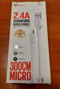 Kabel USB 2,4A micro 300cm