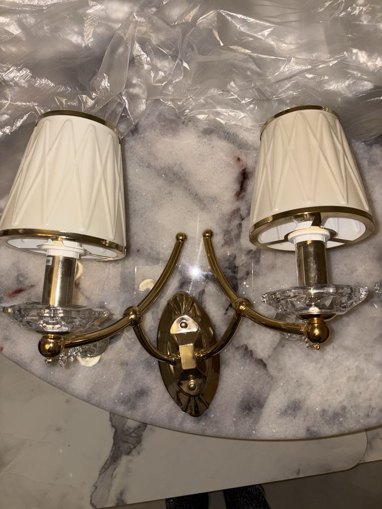 Lumina deco Lampa scienna kinkiet krzystałowy złoty dommini w2