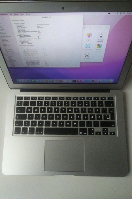 Apple Macbook Air  A1466 i5 1.8GHz 8GB 128GB ssd  zasilacz