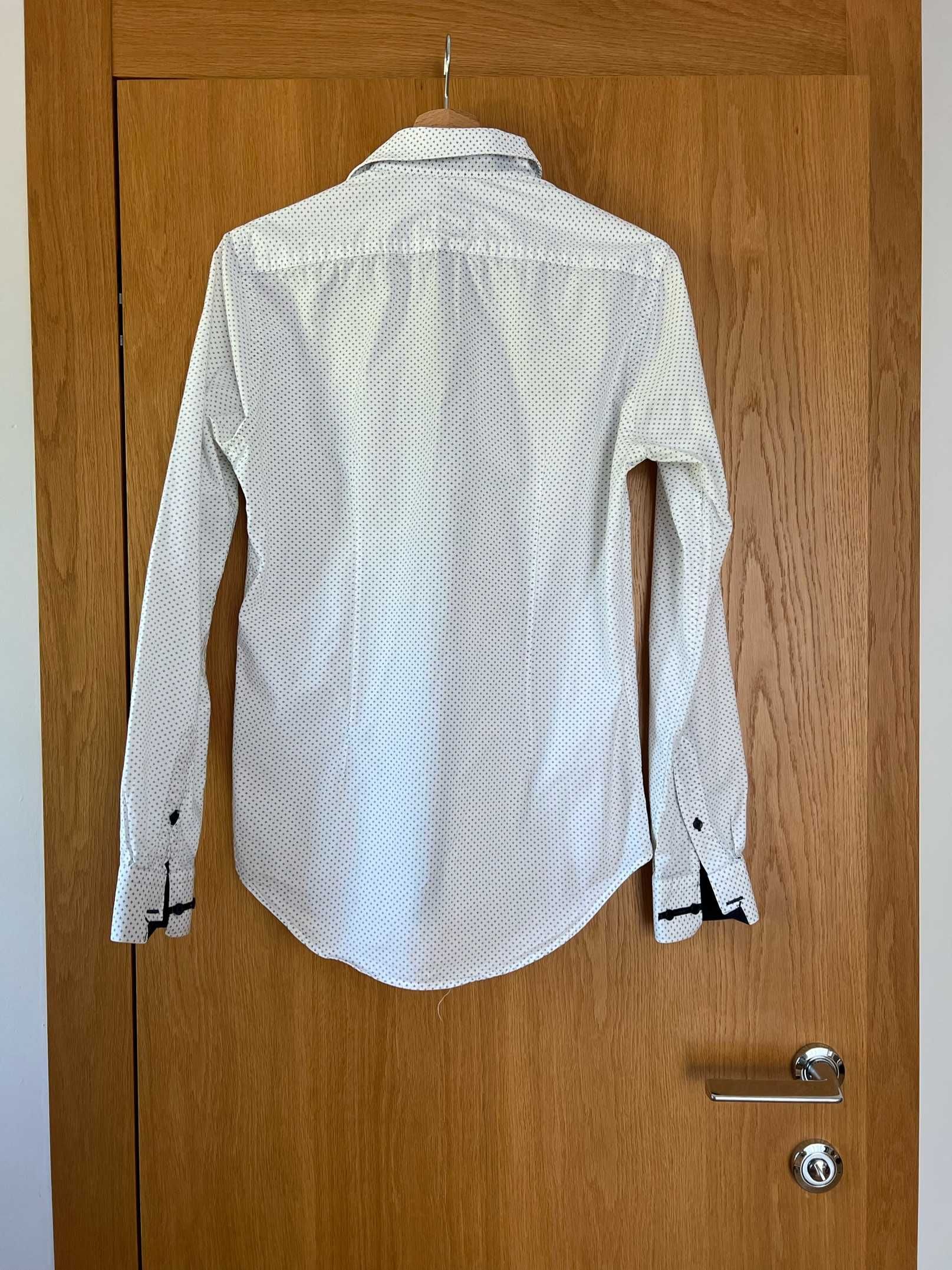Biała koszula w granatowe wzorki (Slim fit), Zara - rozmiar S