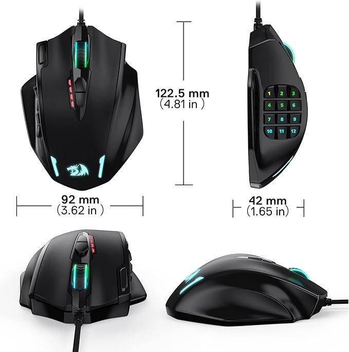 Redragon M908 Impact RGB – Mysz do gier 12400 DPI z 20 przyciskami