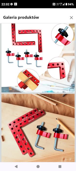 Kątowniki,Klipsy mocujące do obróbki drewna,  2 różne zestawy.