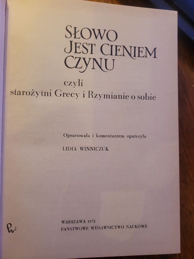 Lidia Winniczuk Słowo jest cieniem czynu 1972 PWN