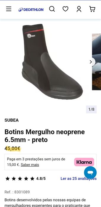 Botins mergulho neoprene preto 6,5 mm