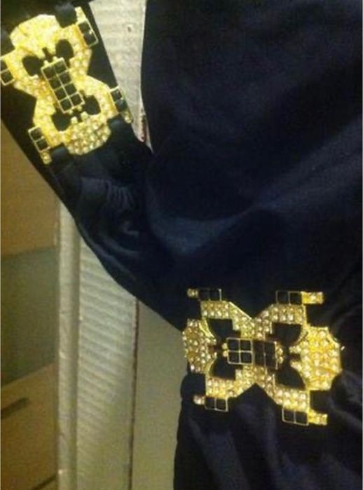 Шик вінтажний чорний купальник victoria secret з золотими пряжками s