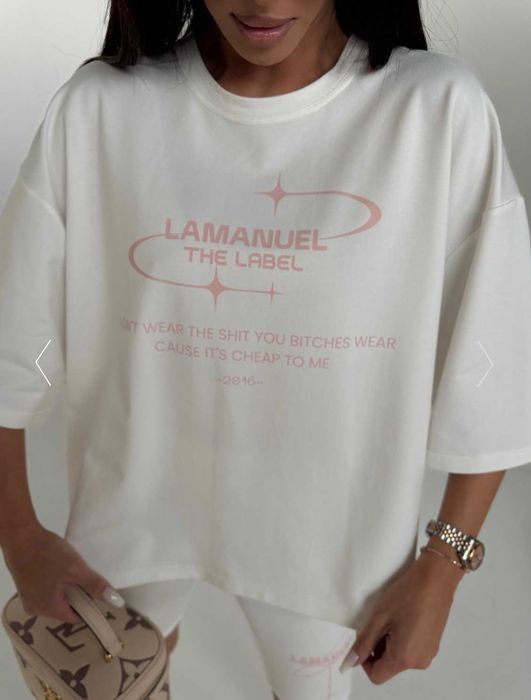 Tshirt BURST ecru Lamanuel uniwersalny uni oversize nowe