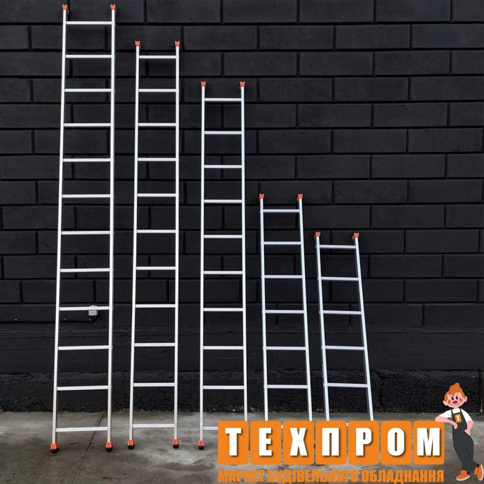 Алюмінієва драбина приставна, 2х та 3х секційна, стрем'янка. Знижки