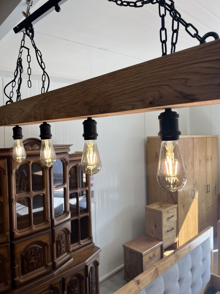 Lampa dębowa loftowa z dębowej belki