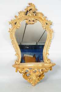 Barokowe złote lustro z półką konsolką PIĘKNE