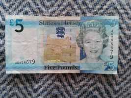 5 funtów banknot 5 pounds State of Jersey Królowa Elżbieta II