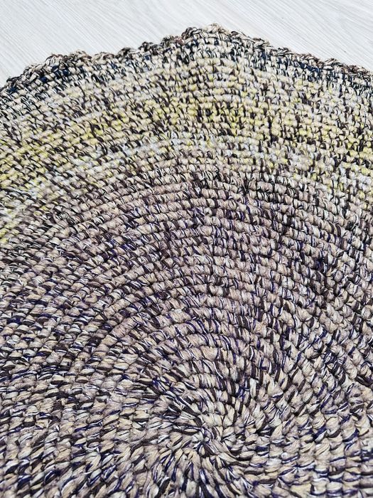 Dywanik handmade do przedpokoju zielono-brązowy 86-88cm #152