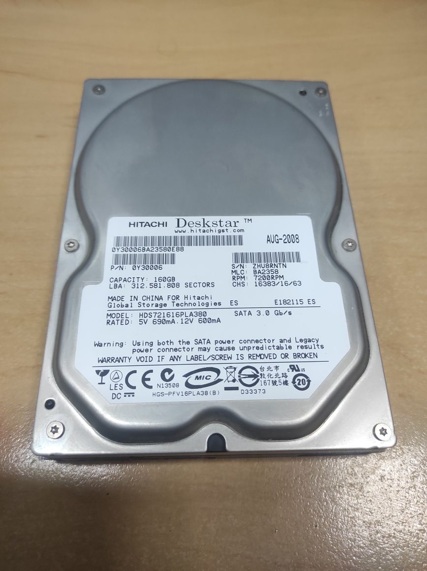 Жесткий диск 3.5 Hitachi 160Gb HDS721616PLA380