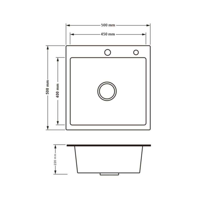 Мийка кухонна та змішувач Luminex 5050 PVD 4в1 3,0/1,0 мм чорна