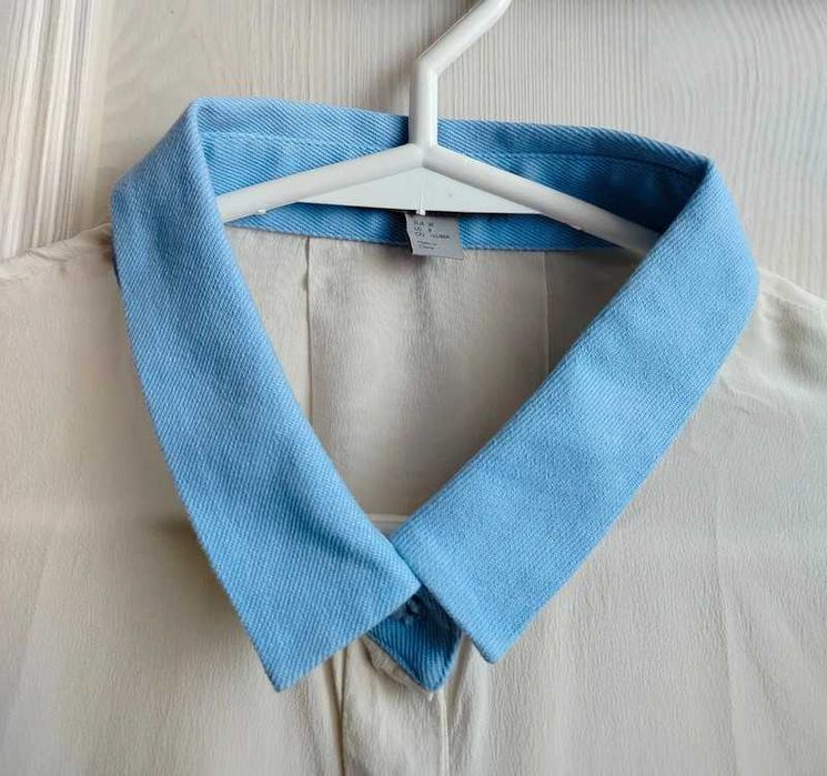 M 38 oversize COS kremowa nude jedwabna koszula 100% wysoka jakość