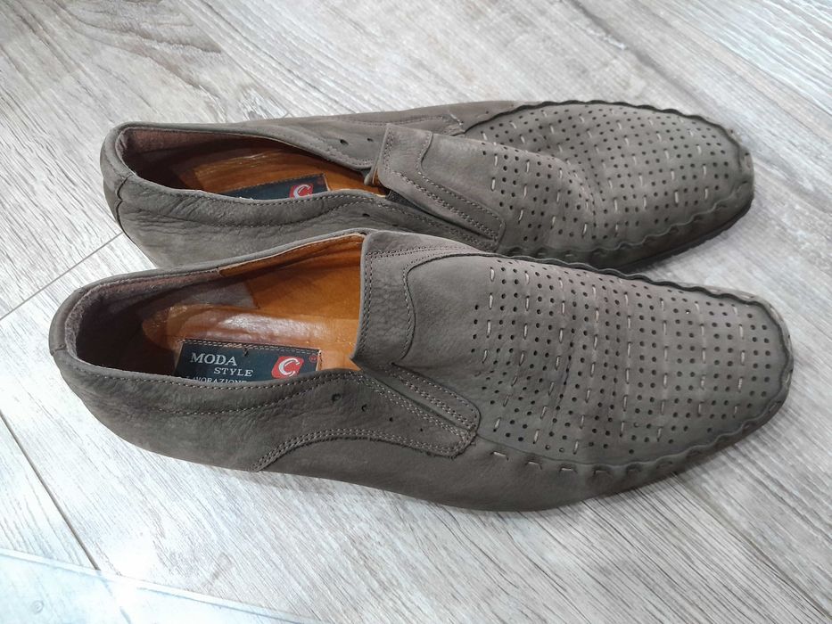 Buty, mokasyny Conhpol męskie skóra szare rozm. 41