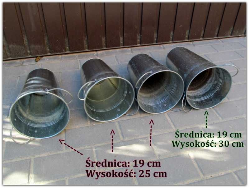 Osłonka na doniczkę PAKIET wiadro ozdobne metalowe ocynkowane WYSOKIE