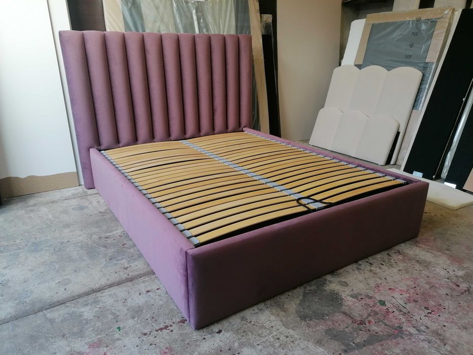 Sypialnia panele łóżko tapicerowane stelaż pojemnik 220 200x200 welur