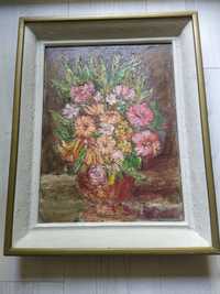 Obraz olejny na płótnie Tadeusz Dzióbkiewicz "Kwiaty" do kolekcji zbio