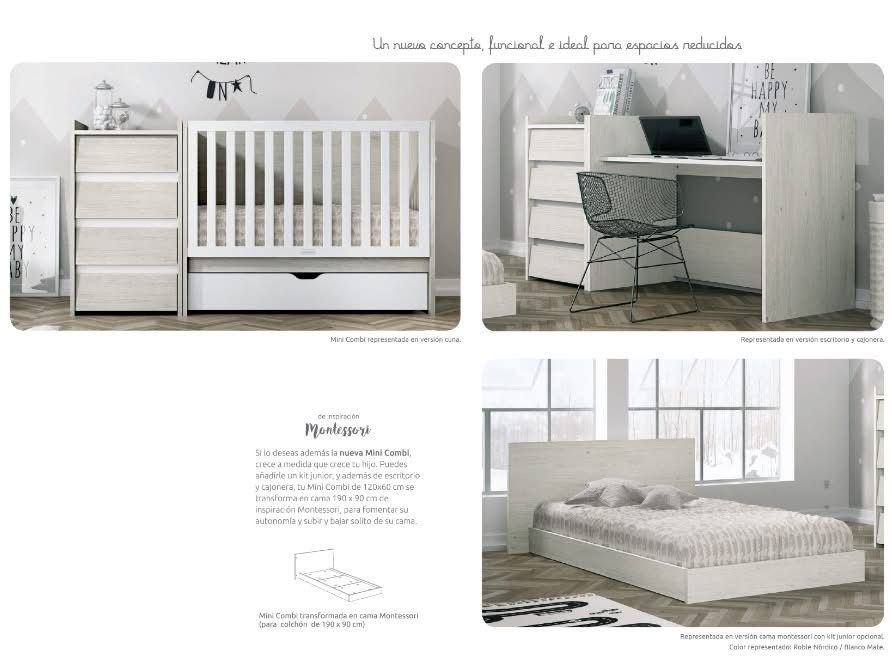 Cama de grades e modulo de gavetas/muda Fraldas Trama Mini Combi