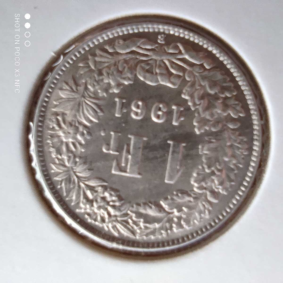 Zestaw monet srebrnych Szwajcaria 1 frank 1961 i 1966 srebro ag ładne